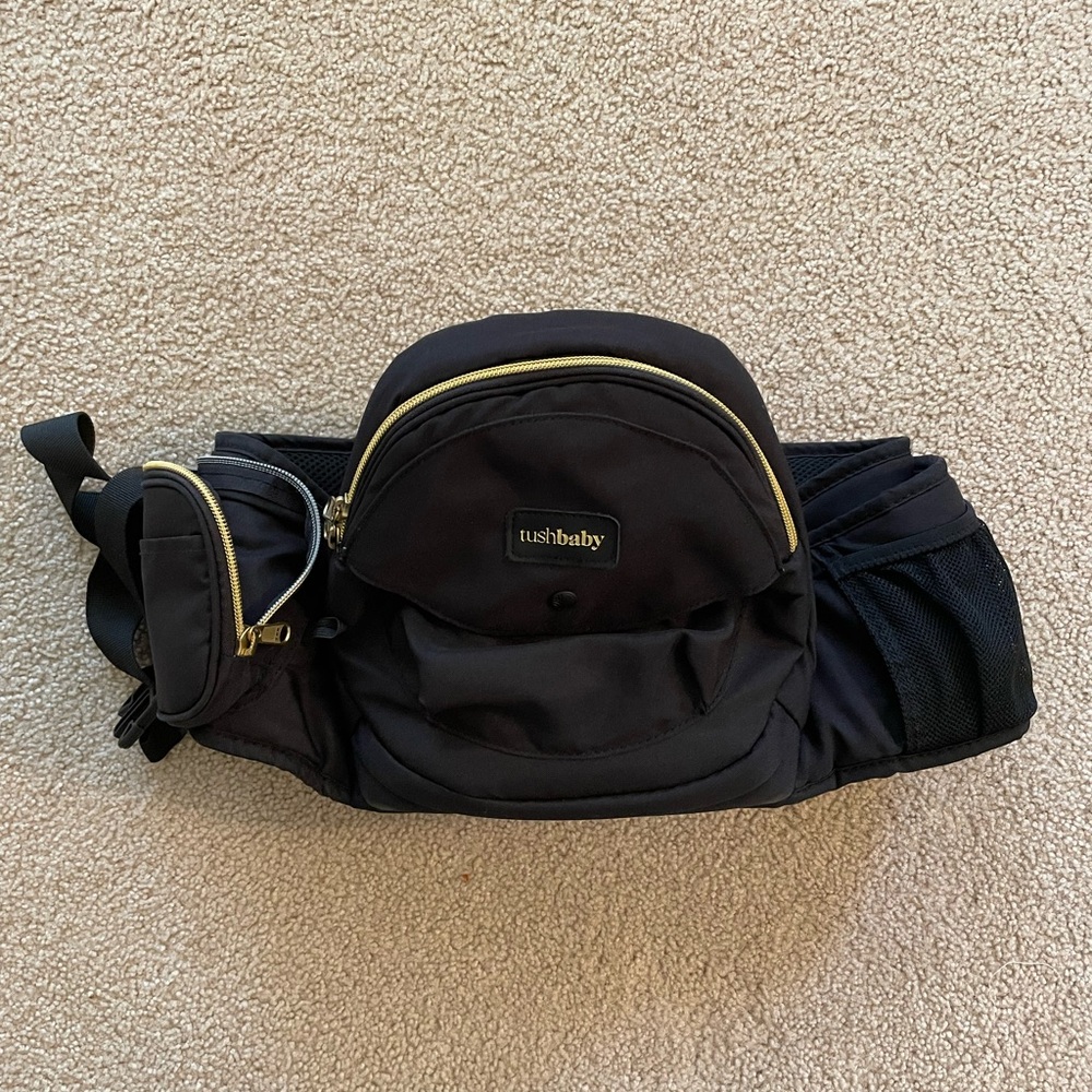 Tushbaby Black Waist Carrier with Gold Accents